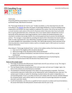 Patronage Dividend GM Recommendations - CBLD Library
