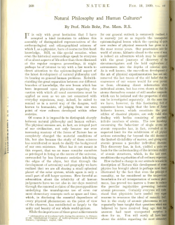 Bohr`s paper from the 1938 anthropological conference as cited in