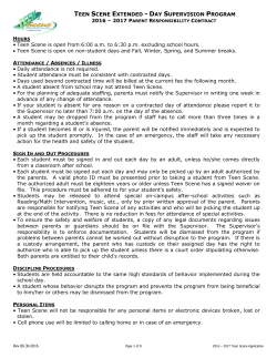 TEEN SCENE EXTENDED - DAY SUPERVISION PROGRAM 2016