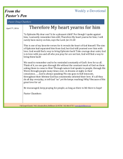 Therefore My heart yearns for him - Full Gospel Church of Bellflower