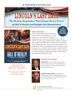 A TEACHER`S GUIDE FOR LINCOLN`S LAST DAYS