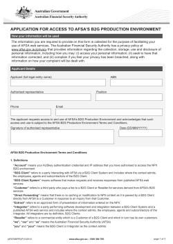 application for access to afsa`s b2g production environment
