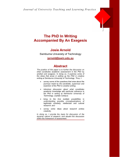 The PhD In Writing Accompanied By An Exegesis