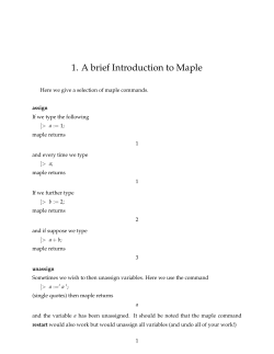 1. A brief Introduction to Maple