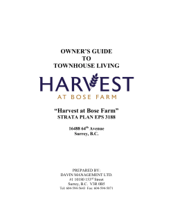 owner`s guide - Harvest at Bose Farm
