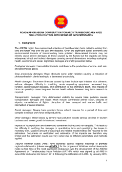 Roadmap on ASEAN Cooperation towards Transboundary Haze