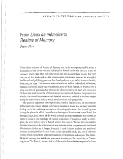 From Lieux de memoire to Realms of Memory