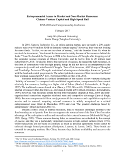 Entrepreneurial Access to Market and Non-Market Resources