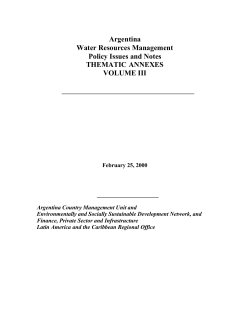 Argentina Water Resources Management Policy Issues and Notes