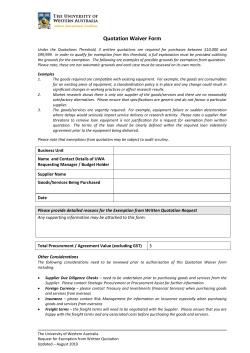 Quotation Waiver Form - Financial Services