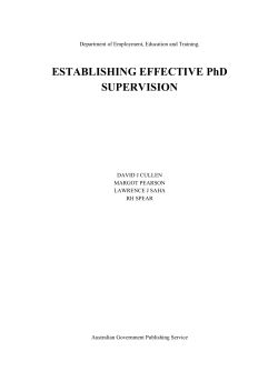 ESTABLISHING EFFECTIVE PhD SUPERVISION