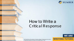 How to Write a Critical Response - School of Liberal Arts and Sciences