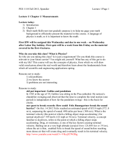 PES 1110 Fall 2013, Spendier Lecture 1/Page 1 Lecture 1