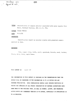 identification of organic material associated with metal objects from
