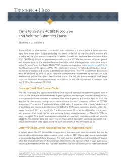 Time to Restate 401(k) Prototype and Volume