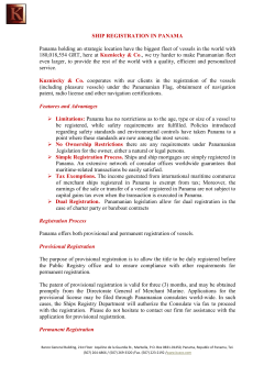SHIP REGISTRATION IN PANAMA Panama holding an strategic