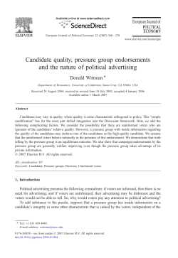 Candidate quality, pressure group endorsements and