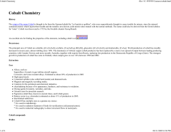 Cobalt Chemistry - Department of Chemistry, UWI, Mona