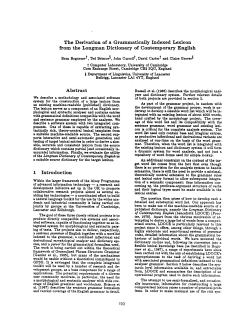 The Derivation of a Grammatically Indexed Lexicon from the