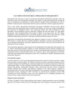 FACT SHEET: HUMANITARIAN APPROACHES TO DISARMAMENT