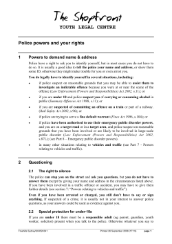 Police Powers and Your Rights - Shopfront Youth Legal Centre