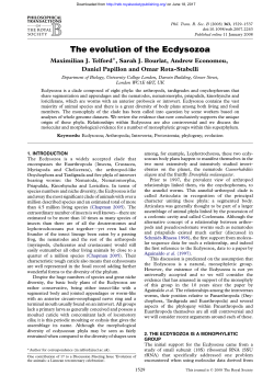 The evolution of the Ecdysozoa - Philosophical Transactions of the
