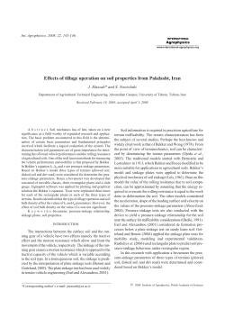 Effects of tillage operation on soil properties from Pakdasht, Iran