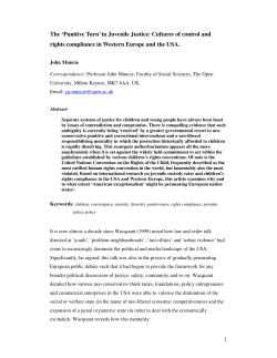 The `punitive`turn in juvenile justice: cultures of control and rights