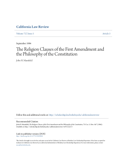 The Religion Clauses of the First Amendment and the Philosophy of