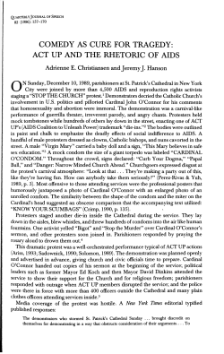 Comedy as cure for tradegy: Act up and the rhetotic of AIDS.