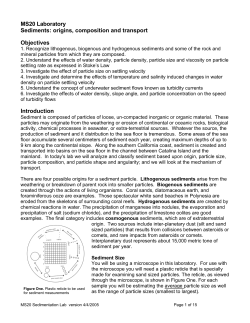 MS20 Laboratory Sediments: origins, composition and transport
