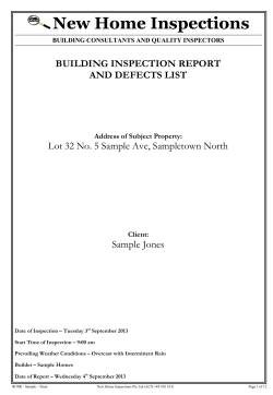 Pre Handover Stage Inspection Report This Inspection was carried