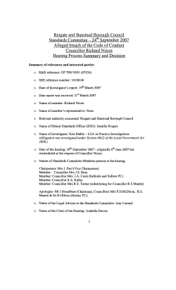 (Attachment: 3)Hearing Summary - Meeting Dates, Agendas and