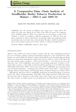 A Comparative Value Chain Analysis of Smallholder Burley Tobacco