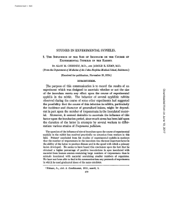 studies in experimental syphilis.