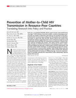 Prevention of Mother-to-Child HIV Transmission in Resource