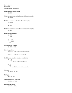 Test 3 Review Math 0306 Second Summer Session 2011 Write in