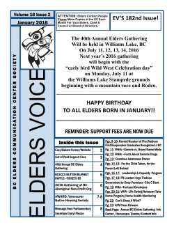 January 2016 Elders Voice - BC Elders Communication Center