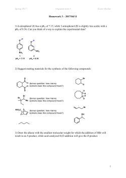 Homework 3 &ndash; 2017/04/11 1) 4-nitrophenol (1) has a pKa of 7.15