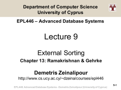 Lecture 9 - External Sort