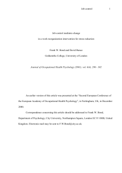 Job control 1 Job control mediates change in a work reorganization