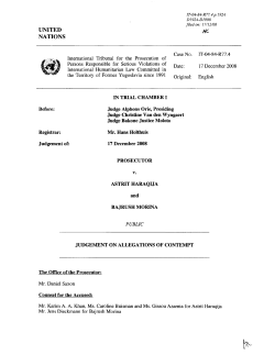 Judgement on allegations of contempt