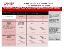 vanier college 2015 summer school and prep school fee chart