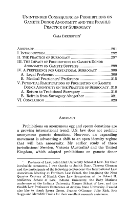 Unintended Consequences: Prohibitions on Gamete Donor