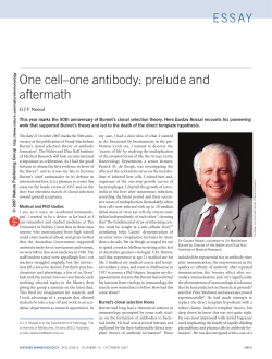 One cell&ndash;one antibody: prelude and aftermath