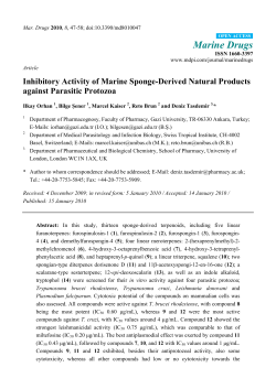 Inhibitory Activity of Marine Sponge-Derived