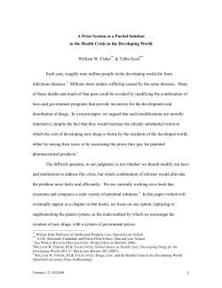 1 A Prize System as a Partial Solution to the Health