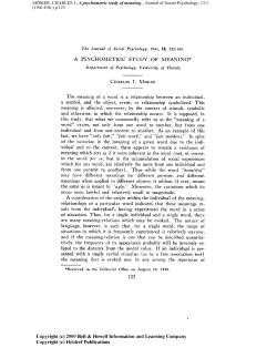 A PSYCHOMETRIC STUDY OF MEANING*
