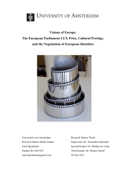 The European Parliament LUX Prize, Cultural Prestige - UvA-DARE