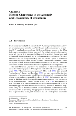 Histone Chaperones in the Assembly and Disassembly of Chromatin